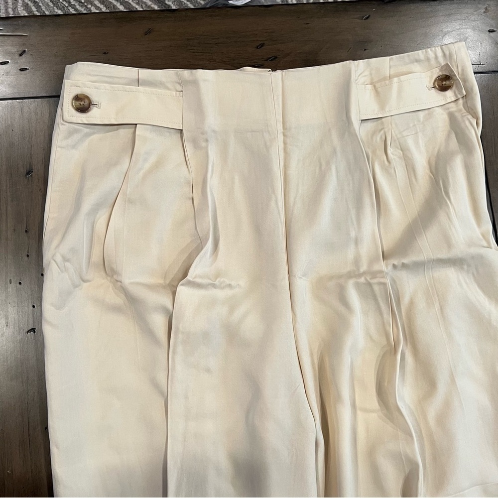 Banana Republic Cream Tencel™ Pleated Pant Wide Leg Relaxed Fit size 18 #L21 - Picture 12 of 16